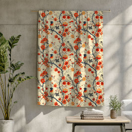 Gezellige herfstdeken met vogels en bloemencharme fleece deken