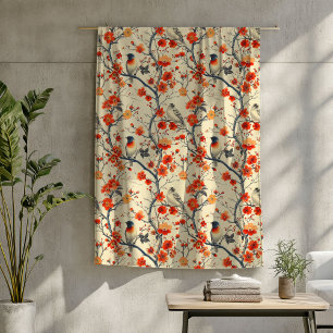 Gezellige herfstdeken met vogels en bloemencharme fleece deken