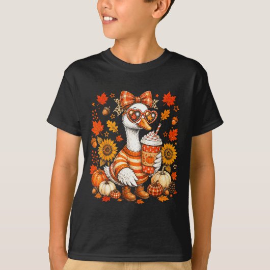 Gezellige herfstgans ontwerp grappige herfst dier  t-shirt (Voorkant)