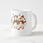 Gezellige herfstganzen – Herfst seizoen Dierenillu Grote Koffiekop (Voorkant rechts)