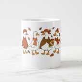 Gezellige herfstganzen – Herfst seizoen Dierenillu Grote Koffiekop (Voorkant)