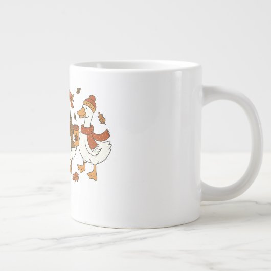 Gezellige herfstganzen – Herfst seizoen Dierenillu Grote Koffiekop (Rechts)