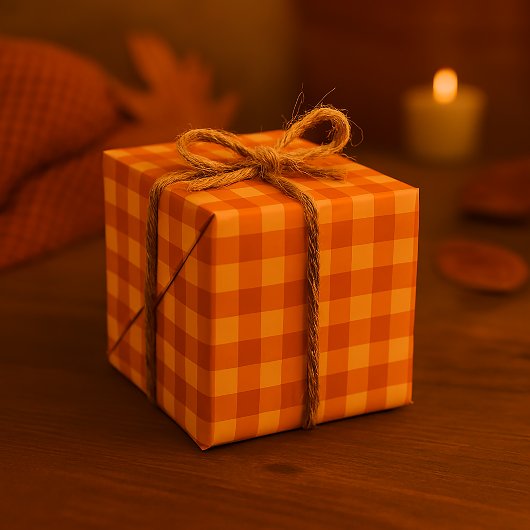 Gezellige herfstgingham speelde naadloos patroon cadeaupapier