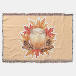 Gezellige herfstkaars met esdorenblad | Herfstontw Deken