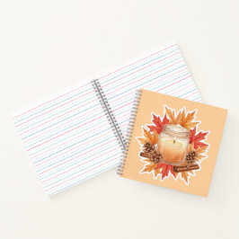 Gezellige herfstkaars met esdorenbladeren | Herfst Notitieboek