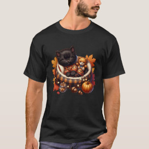 Gezellige herfstkat in kittenpyjama voor katten en t-shirt