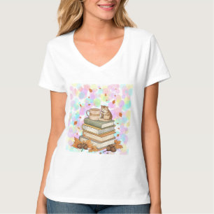 Gezellige herfstkat leest boeken t-shirt