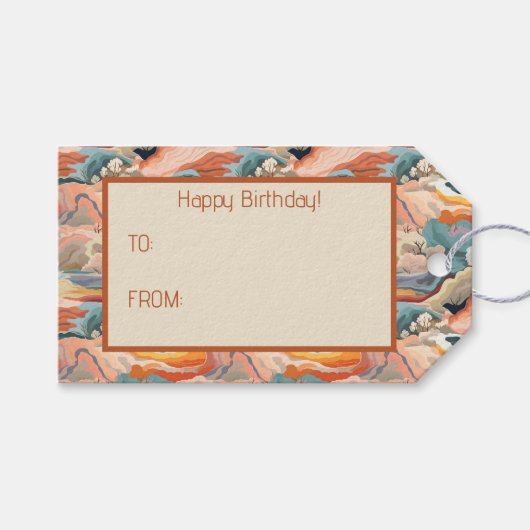 Gezellige herfstkleuren Abstracte digitale kunst Cadeaulabel (Voorkant (Horizontaal))