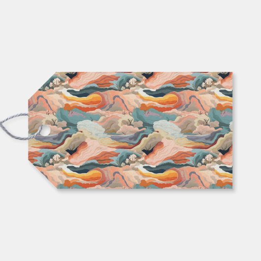 Gezellige herfstkleuren Abstracte digitale kunst Cadeaulabel (Achterkant Horizontaal)