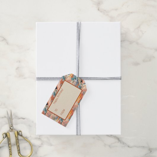 Gezellige herfstkleuren Abstracte digitale kunst Cadeaulabel (Met Touw)