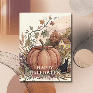 Gezellige herfstpompoen Halloween Briefkaart