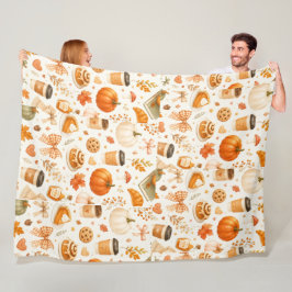 Gezellige herfstpompoen & koffie dekentherapiedeke fleece deken