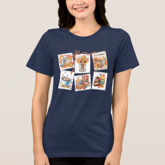 Gezellige herfstpostzegelleraar  Tri-Blend shirt