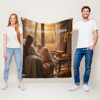Gezellige herfststemming | Gepersonaliseerde herfs Fleece Deken