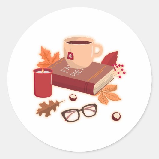 Gezellige herfststemming ronde sticker (Voorkant)