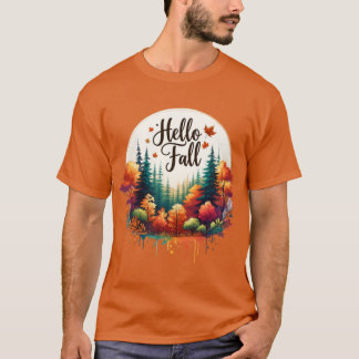 Gezellige herfststemming waterverf pompoenen herfs t-shirt