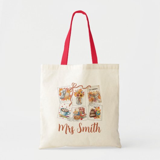 Gezellige herfststempel  gepersonaliseerde docent tote bag (Voorkant)