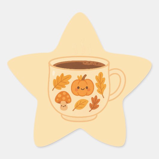 Gezellige Herfstster Sticker met pompoen (Voorkant)