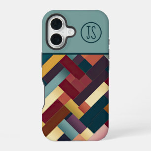 Gezellige herfsttonen weven patroon monogram iPhone 16 hoesje