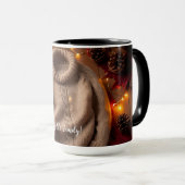 Gezellige herfsttrui, bladeren, pinecones pompoen mok (Voorkant rechts)