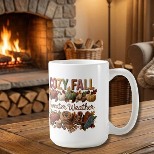 Gezellige herfsttrui weer garen kunst koffiemok