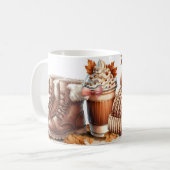 Gezellige herfstvibes - laarzen, pompoen, gebreid  koffiemok (Voorkant links)