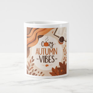 Gezellige herfstvibes - minimalistisch plat ontwer grote koffiekop