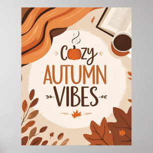 Gezellige herfstvibes - minimalistisch plat ontwer poster
