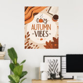 Gezellige herfstvibes - minimalistisch plat ontwer poster (Thuiskantoor)