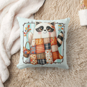 Gezellige herfstwasbeer Patchwork Quilt Kussen