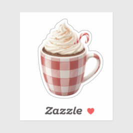 Gezellige hete cacaomok met slagroom Kerstmis Sticker