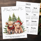 Gezellige Highland Koe 2025 Kalender Kerst Kaart
