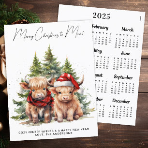 Gezellige Highland Koe 2025 Kalender Kerst Kaart