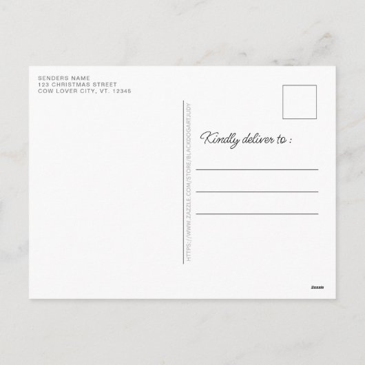 Gezellige Highland Koe Boerderijdieren Vrolijk Ker Feestdagenkaart (Achterkant)