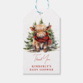 Gezellige Highland Koe Boerderijdieren Winter Baby Cadeaulabel (Voorkant)