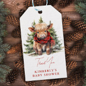 Gezellige Highland Koe Boerderijdieren Winter Baby Cadeaulabel