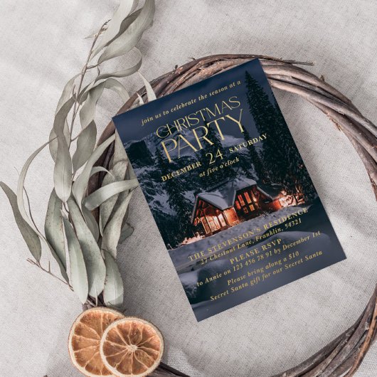 Gezellige Home Foto Kerst Feest Folie Uitnodiging