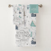 Gezellige Home Kerst Blauwgroen ID985 Bad Handdoek (Insitu)