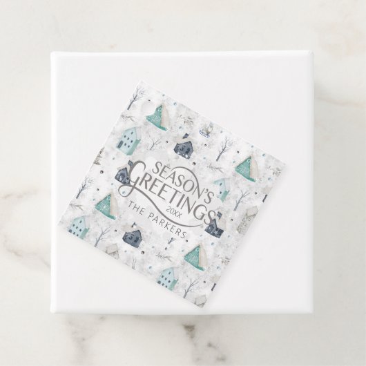 Gezellige Home Kerst Blauwgroen ID985 Bedankjes Labels (In situ)