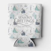 Gezellige Home Kerst Blauwgroen ID985 Blikjeskoeler (Voorkant)