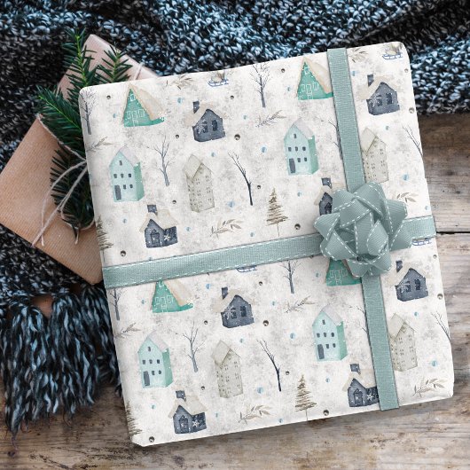 Gezellige Home Kerst Blauwgroen ID985 Cadeaupapier