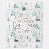 Gezellige Home Kerst Blauwgroen ID985 Fleece Deken (Voorkant)