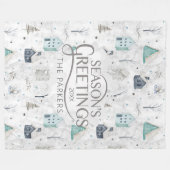 Gezellige Home Kerst Blauwgroen ID985 Fleece Deken (Voorkant (Horizontaal))