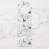 Gezellige Home Kerst Blauwgroen ID985 Flessenhanger (Voorkant)