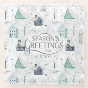 Gezellige Home Kerst Blauwgroen ID985 Glazen Onderzetter