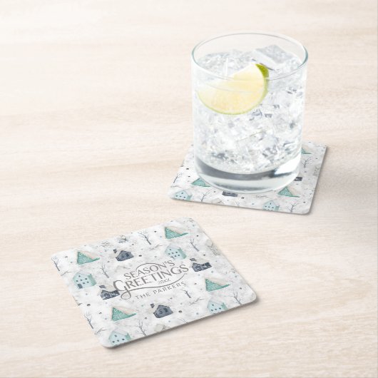 Gezellige Home Kerst Blauwgroen ID985 Kartonnen Onderzetters (Insitu)