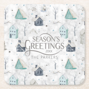 Gezellige Home Kerst Blauwgroen ID985 Kartonnen Onderzetters