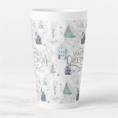 Gezellige Home Kerst Blauwgroen ID985 Latte Mok (Voorkant)