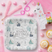 Gezellige Home Kerst Blauwgroen ID985 Papieren Bordje (Feest)