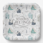 Gezellige Home Kerst Blauwgroen ID985 Papieren Bordje (Voorkant)